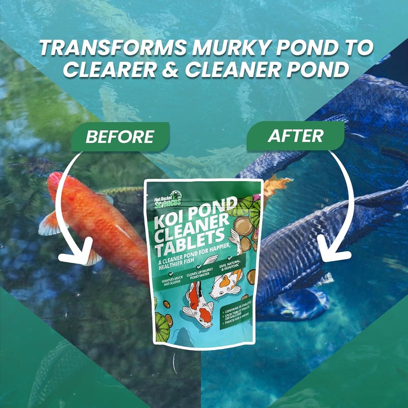 Not Rocket Sciences Koi Pond Cleaner Tablets - 25 Pcs. Muck & Sludge Remover, Ideal for Koi Fish Pond Maintenance, Outdoor Use, 8 oz - Image 3